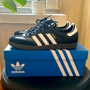 Adidas Samba OG Classic Leather Sneakers Black White Gum WOMEN'S 9.5